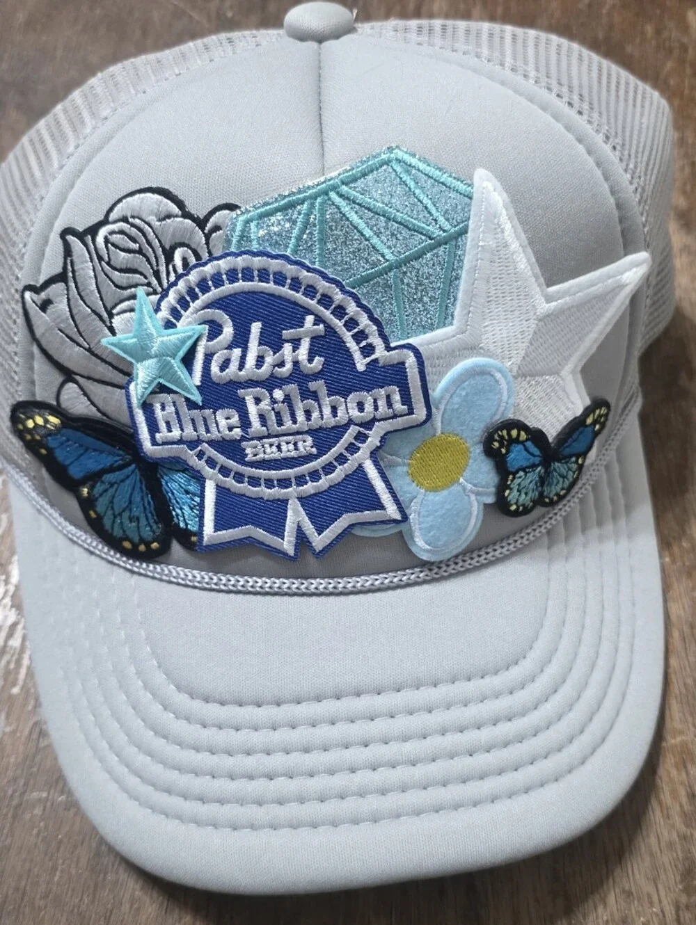 Kids Light Gray Embroidered Patch Baseball Cap - Unknown Brand